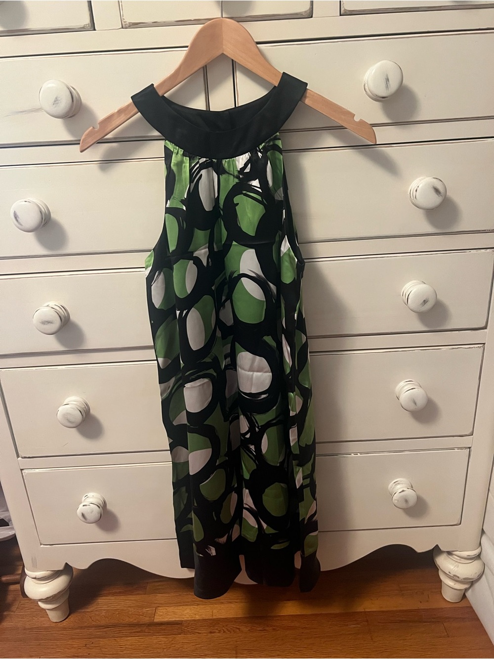 Muse Black Dress with Green Accent